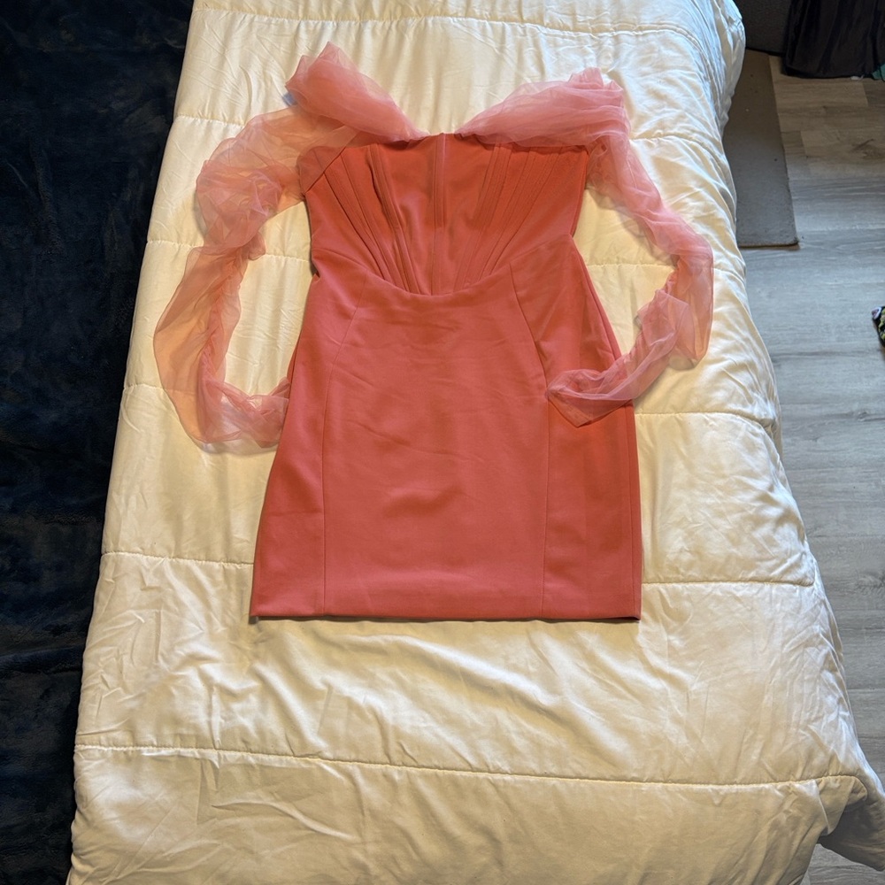 Chic Coral Long Sleeve Dress